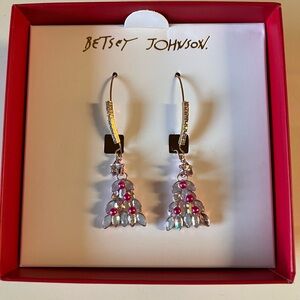 Betsey Johnson Pink and Silver Christmas tree Earrings